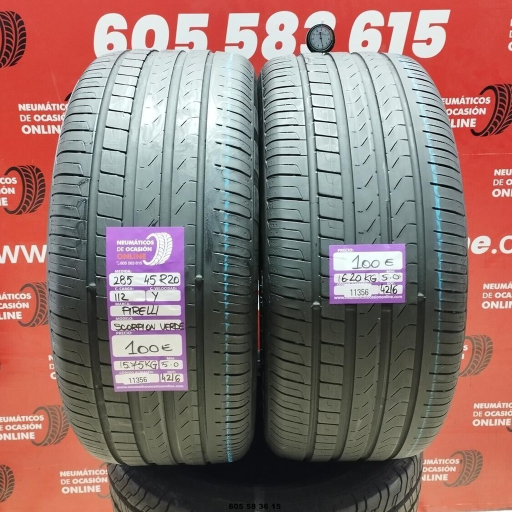 2x 285 45 R20 112Y PIRELLI SCORPION VERDE 5.0/5.0mm REF:11356