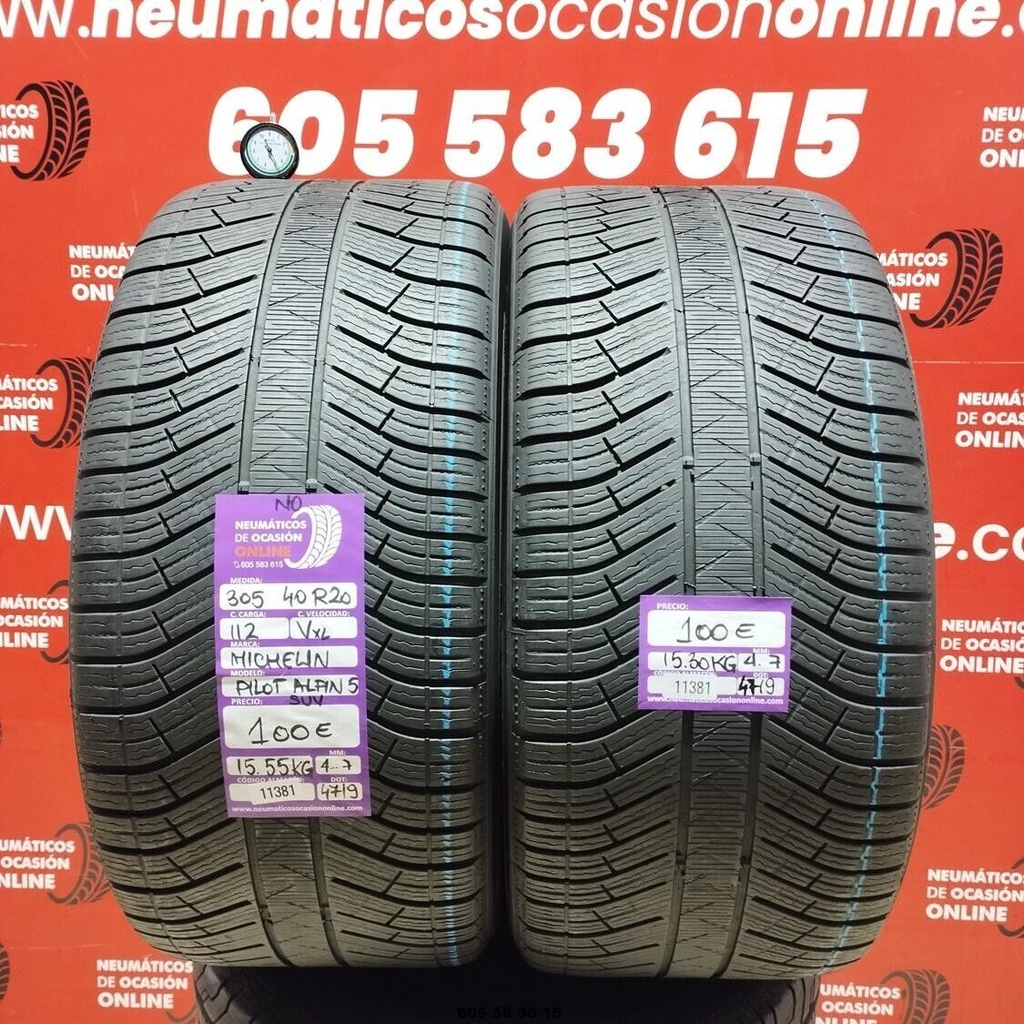 2x 305 40 R20 112VXL MICHELIN PILOT ALPIN5 SUV NO 4.7/4.7mm REF:11381