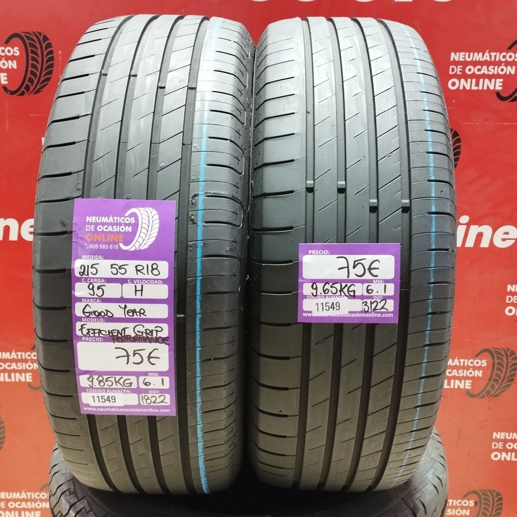 2x 215 55 R18 95H GOODYEAR EFFICIENT GRIP 6.1/6.1mm REF:11549