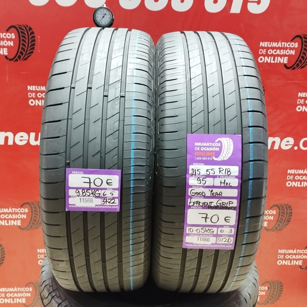 2x 215 55 R18 95HXL GOODYEAR EFFICIENT GRIP 6.5/6.3mm REF:11566