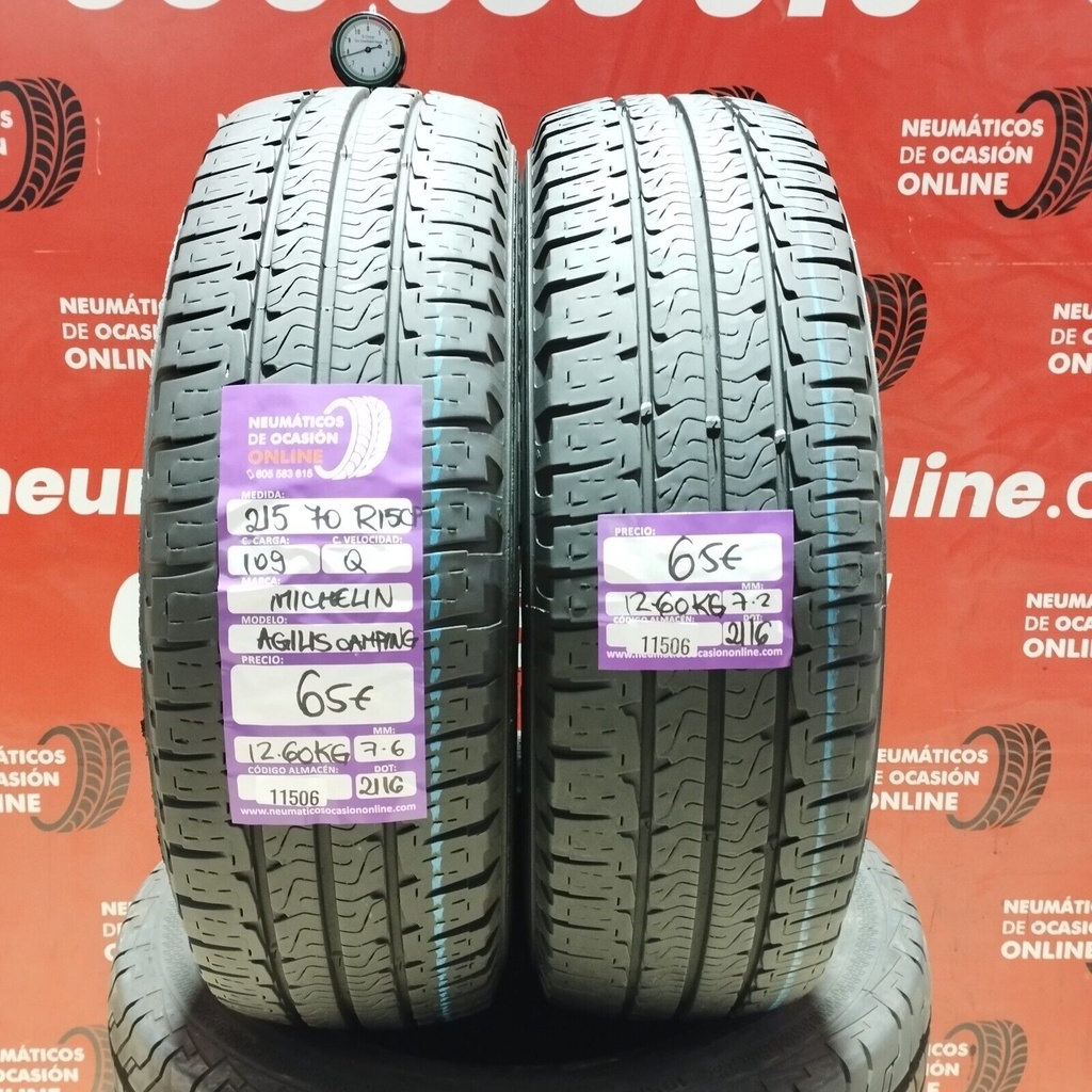 2x 215 70 R15CP 109Q MICHELIN AGILIS CAMPING 7.6/7.2mm REF:11506