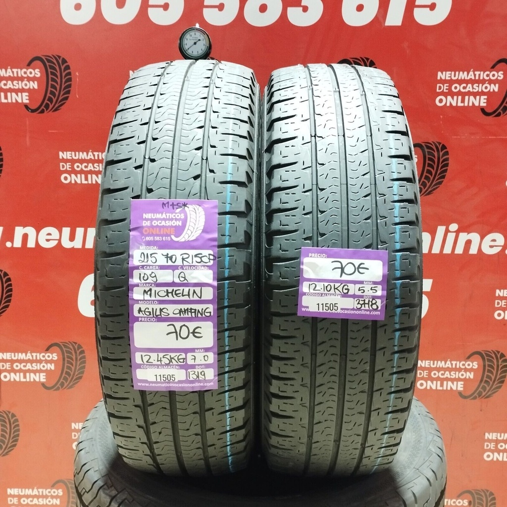 2x 215 70 R 15CP 109Q MICHELIN AGILIS CAMPING M+S* 7.0/5.5mm REF:11505