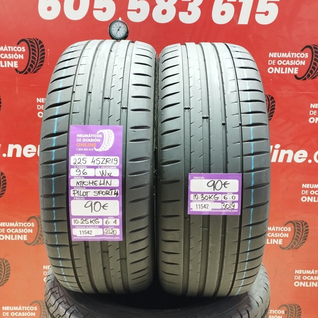 2x 225 45 Z R19 96WXL MICHELIN SPORT4 6.4/6.0mm REF:11542