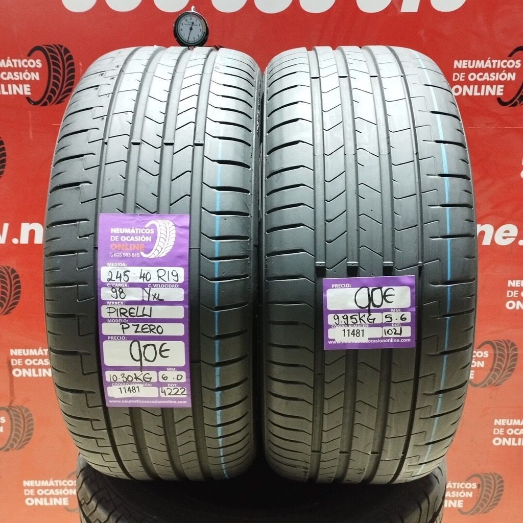 2x 245 40 R19 98YXL PIRELLI PZERO 6.0/5.6mm REF:11481