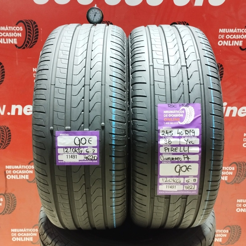 2x 245 40 R19 98YXL PIRELLI CINTURATO P7 RSC MOE 6.2/5.8mm REF:11491