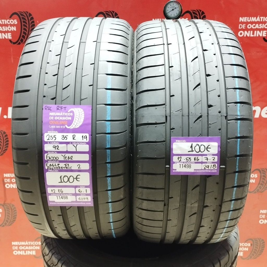 2x 255 35 R19 92Y GOODYEAR EAGLE F1  RSC RFT 6.1/7.2mm REF:11498