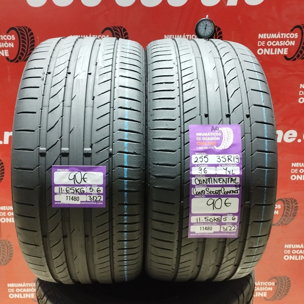 2x 255 35 R19 96YXL CONTINENTAL CONTISPORT CONTACT AO 5.6/5.6mm REF:11480