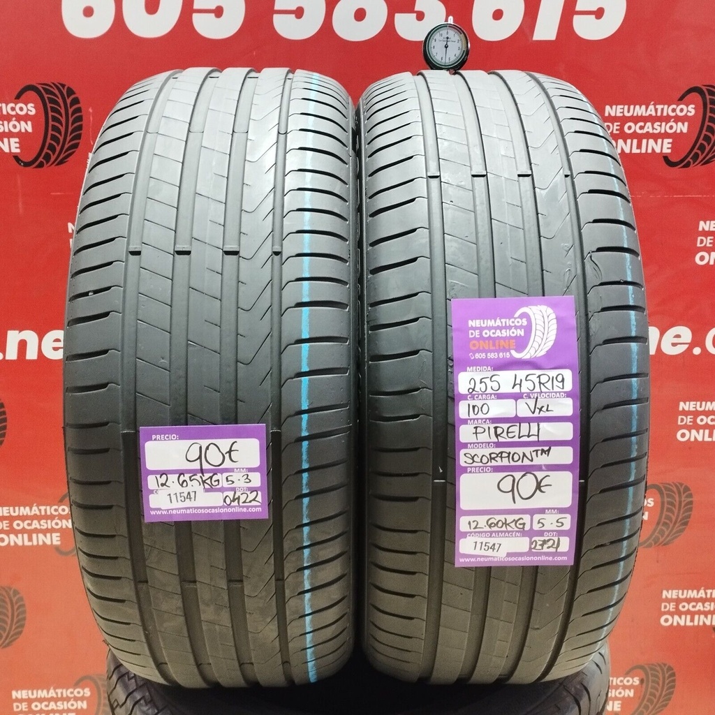 2x 255 45 R19 100VXL PIRELLI SCORPION TM 5.3/5.5mm REF:11547