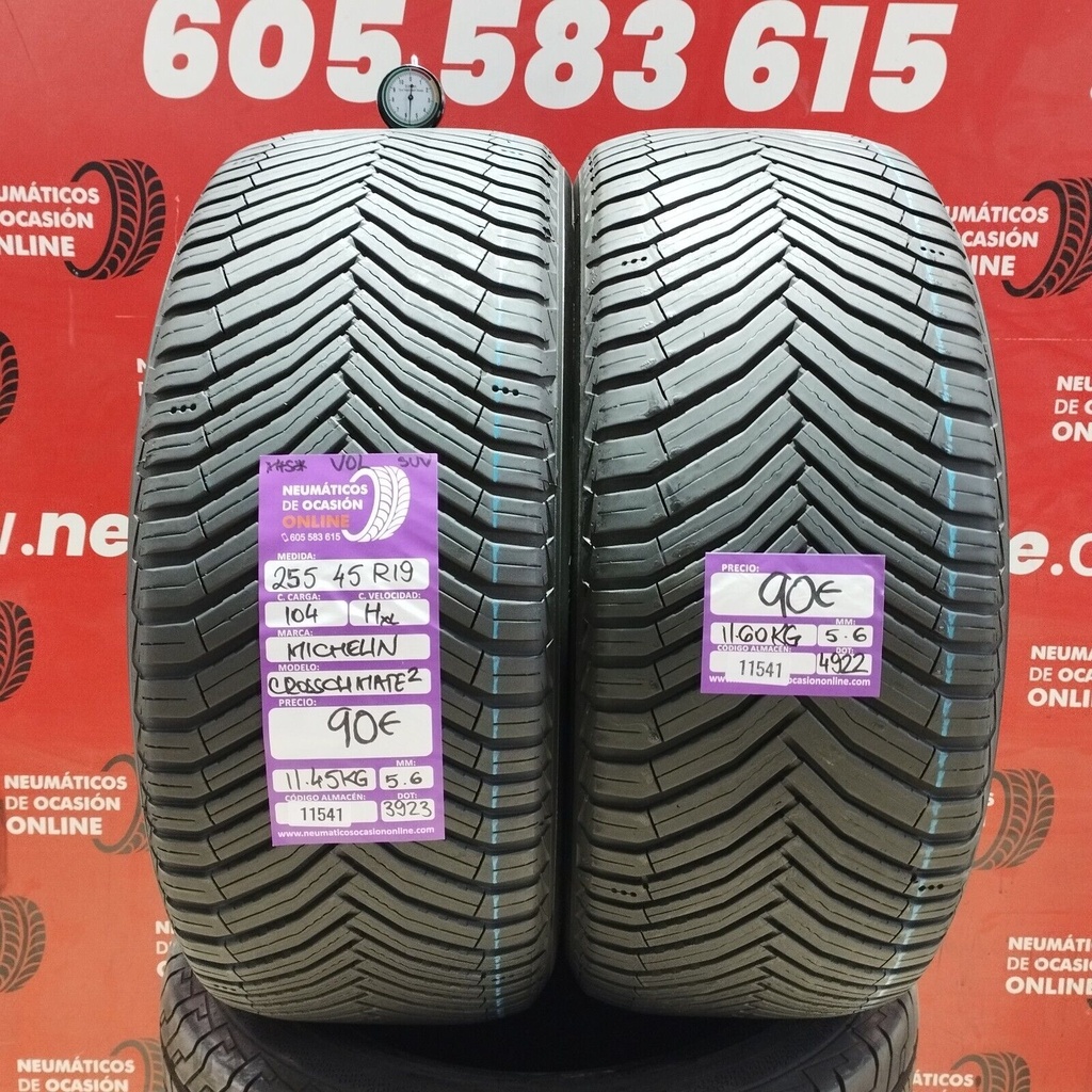 2x 255 45 R19 104HXL MICHELIN CROSSCLIMATE2 M+S* VOL 5.6/5.6mm REF:11541