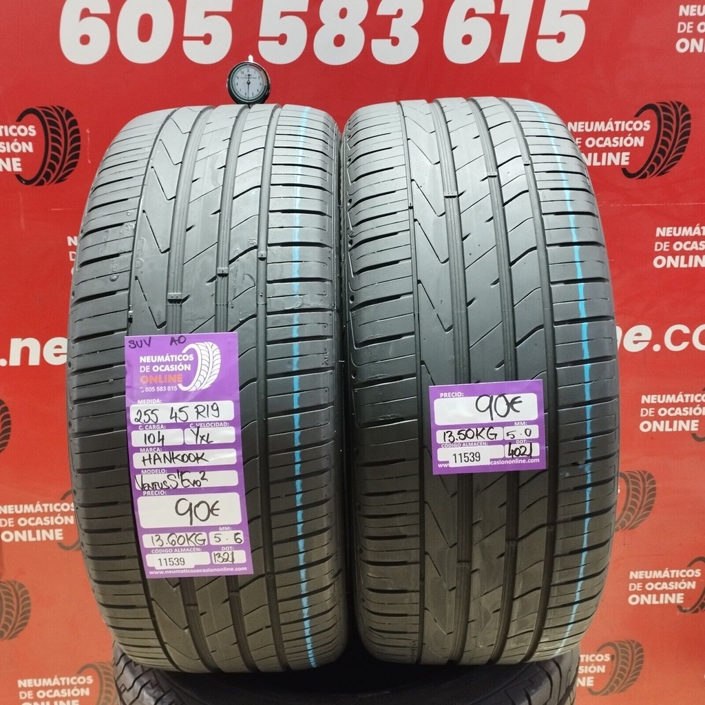 2x 255 45 R19 104YXL HANKOOK VENTUS S1 EVO2 AO 5.6/5.0mm REF:11539