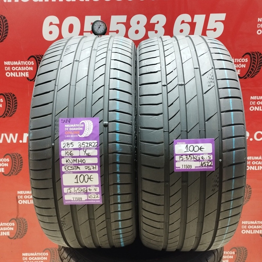 2x 285 35 Z R22 106YXL KUMHO ECSTA PS71 SUV 6.5/6.5mm REF:11509