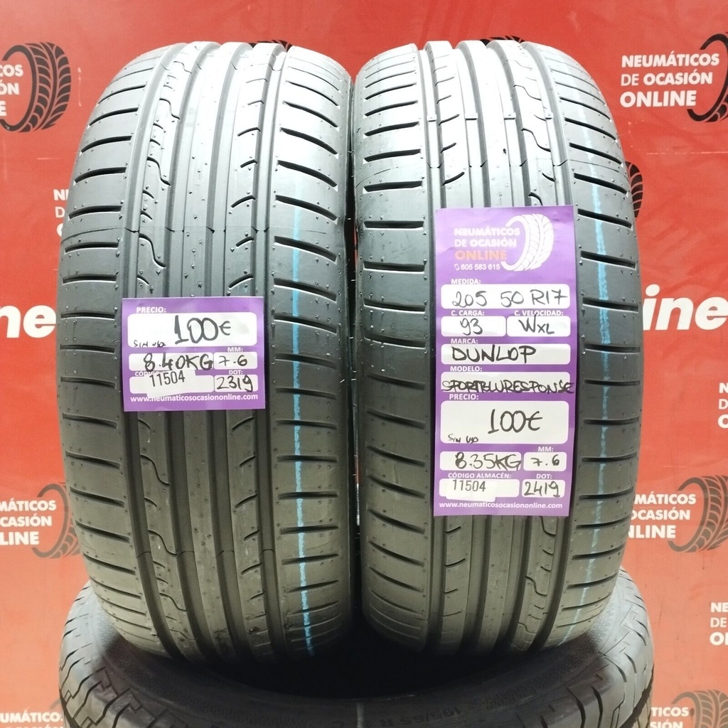 2x 205 50 R17 93WXL DUNLOP SPORT DOT: 2319/2419 (SIN USO) Ref:11504