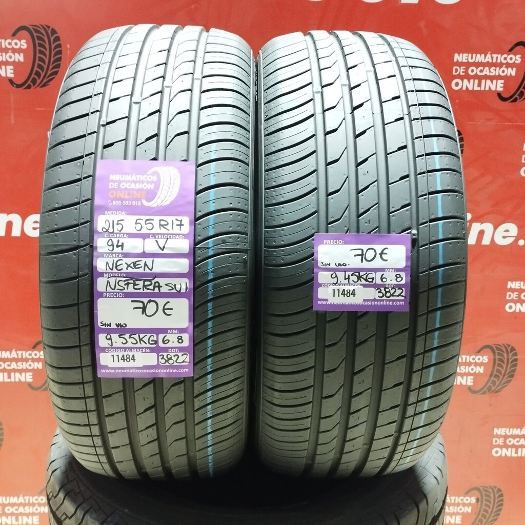 2x 215 55 R17 94V NEXEN NSFERA DOT: 3822 (SIN USO) Ref:11484