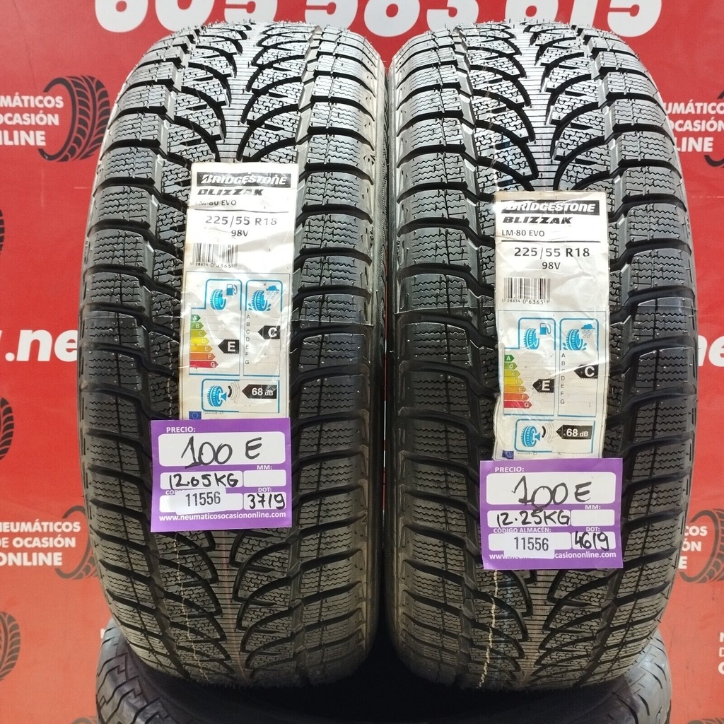 2x 225 55 R18 98V Bridgestone BLIZZAK DOT: 3719/4619 (SIN USO) Ref: 11556