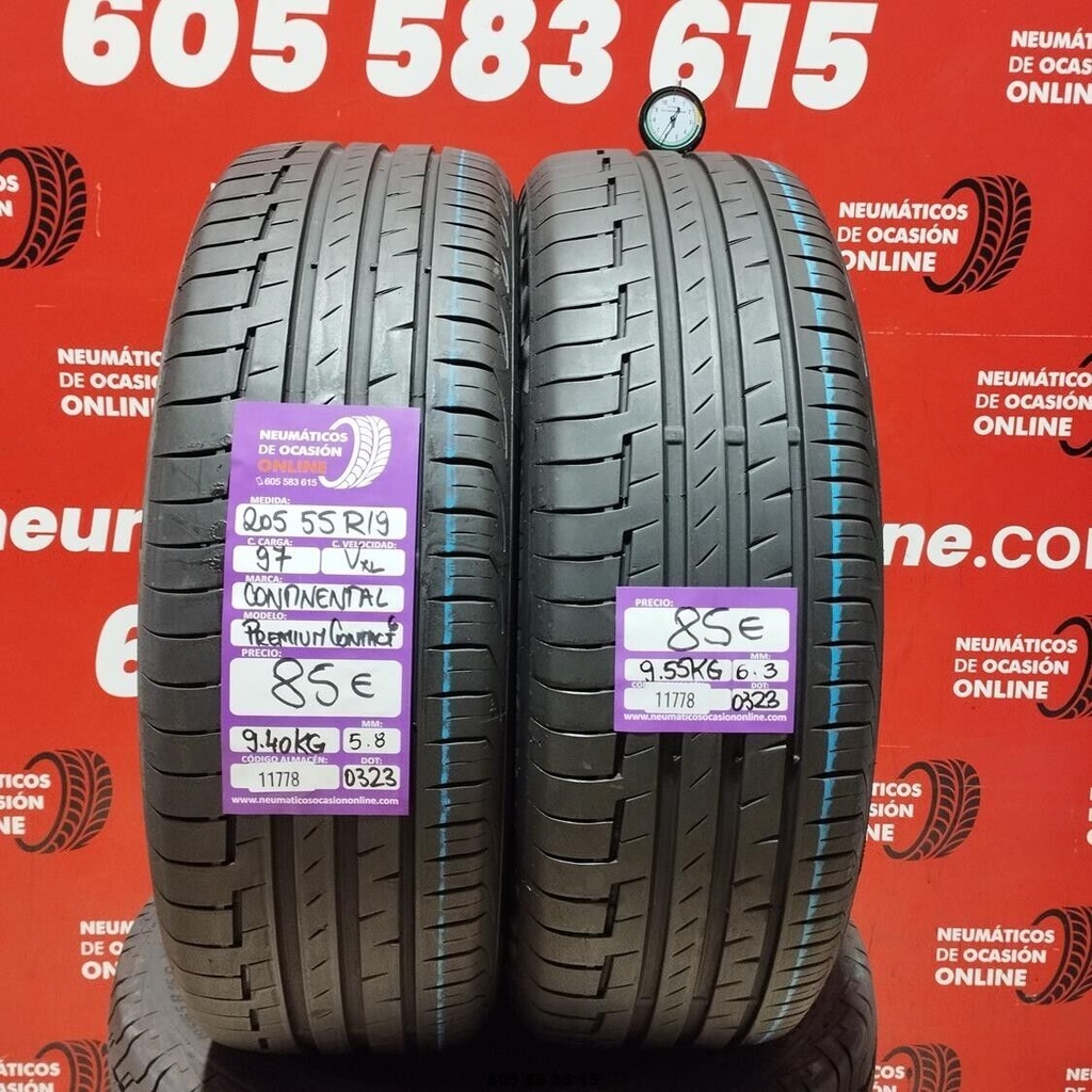 2x 205 55 R19 97VXL CONTINENTAL PREMIUM CONTACT6 5.8/6.3mm Ref.11778