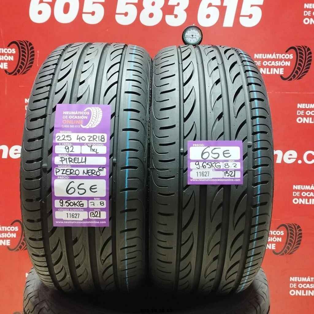 2x 225 40 Z R18 92YXL PIRELLI PZERO NERO GT 7.8/8.2mm REF:11627