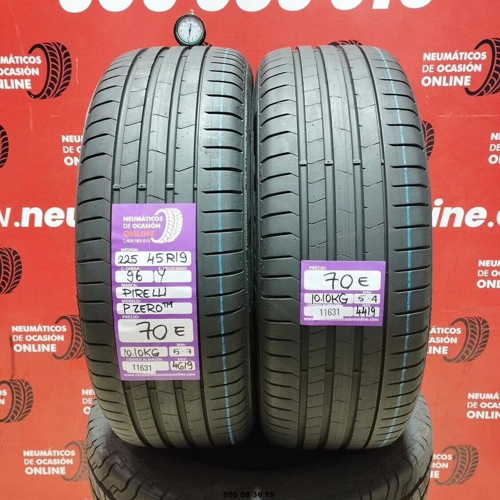 2x 225 45 R19 96Y PIRELLI PZERO TM 5.7/5.4mm REF:11631