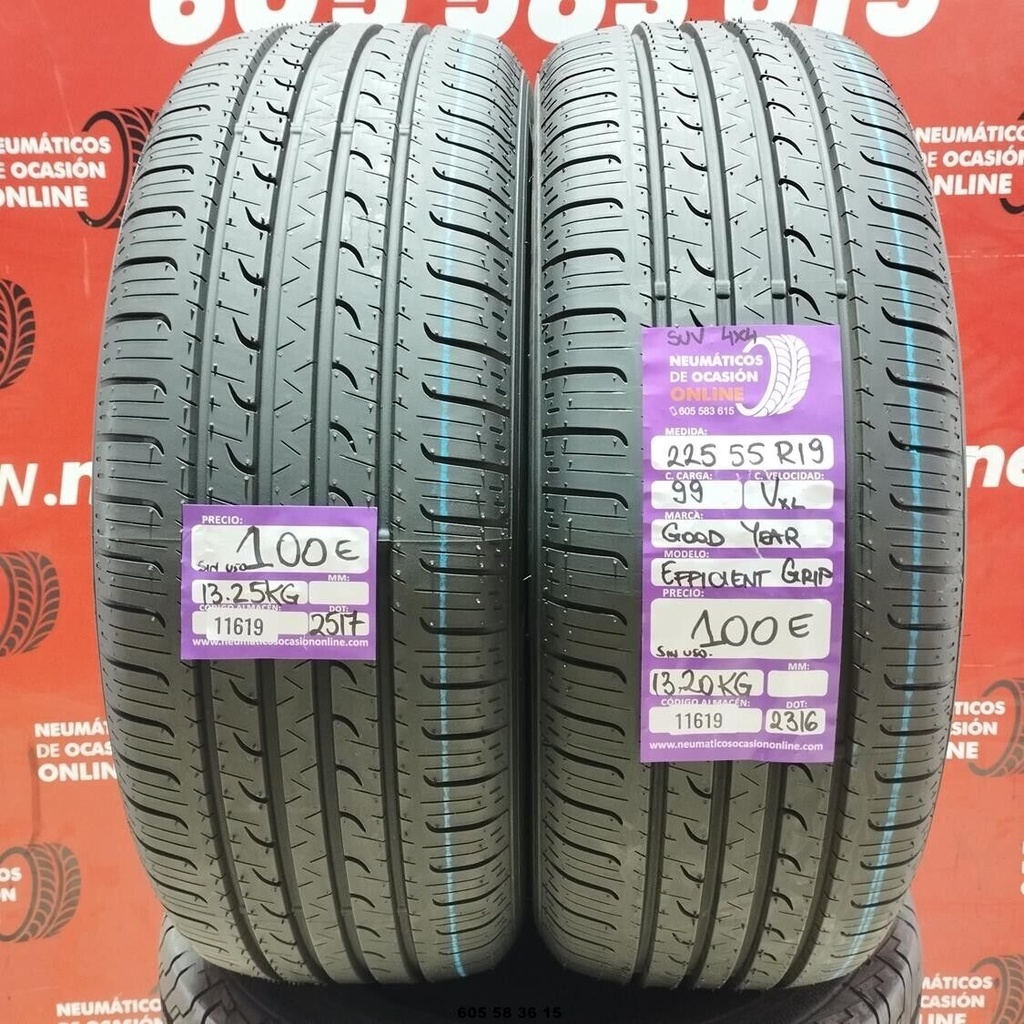 2x 225 55 R19 99VXL GOODYEAR EFFICIENT 4X4 DOT: 2517/2316 (SIN USO) Ref: 11619