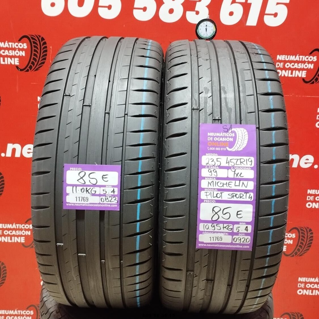 2x 235 45 ZR19 99YXL MICHELIN PILOT SPORT4 S1 5.4/5.4mm REF:11769