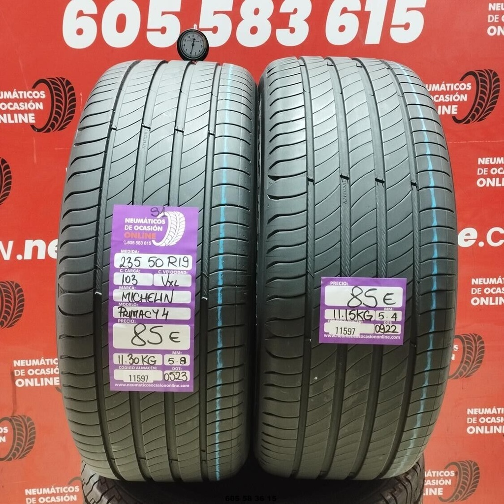 2x 235 50 R19 103VXL MICHELIN PRIMACY4 S1 5.8/5.4mm REF:11597