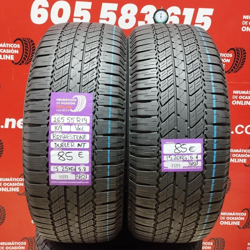 2x 265 55 R19 109VXL BRIDGESTONE DUELER A/T 5.2/5.4mm REF:11771