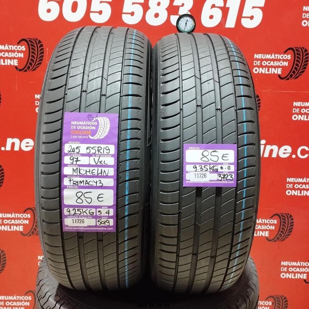 2x 205 55 R19 97VXL MICHELIN PRIMACY3 S1 5.4/6.0mm REF:11726