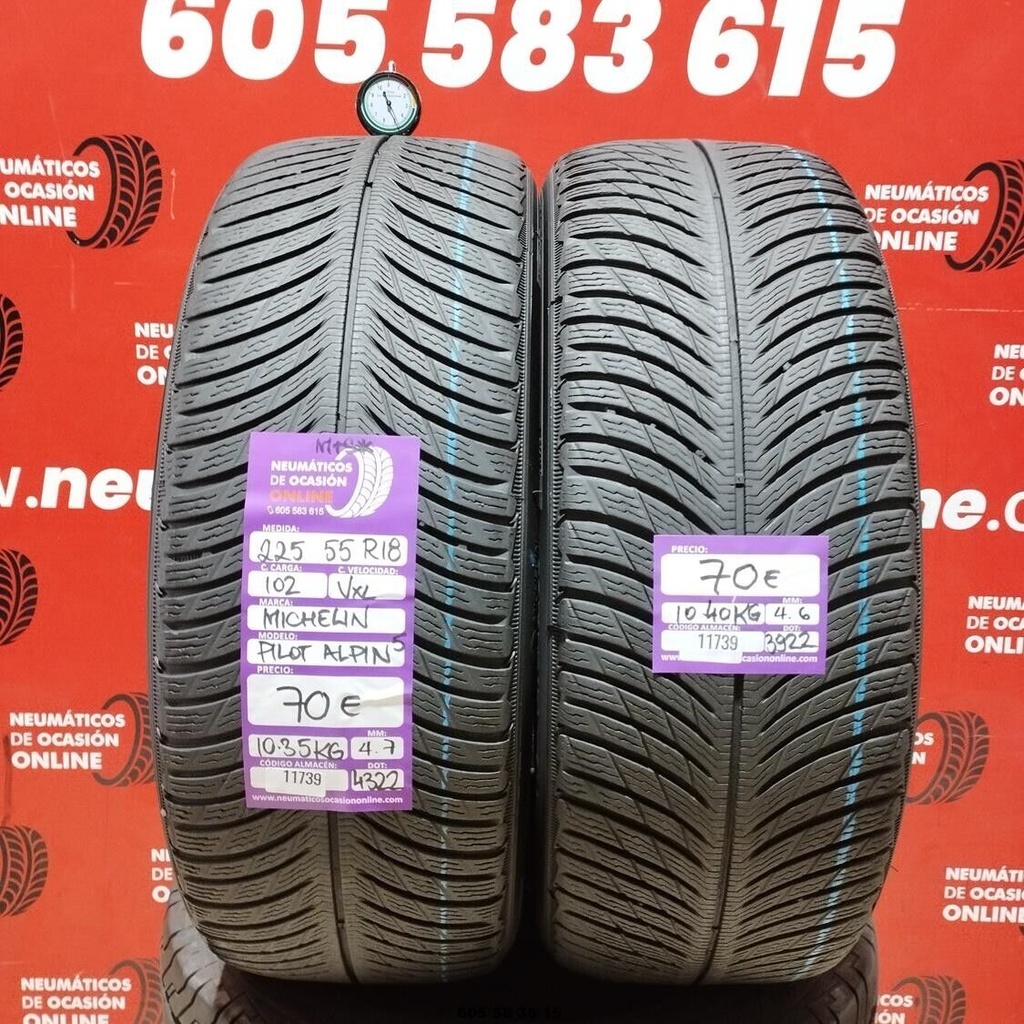 2x 225 55 R18 102VXL MICHELIN PILOT ALPIN5 M+S* 4.7/4.6mm REF:11739