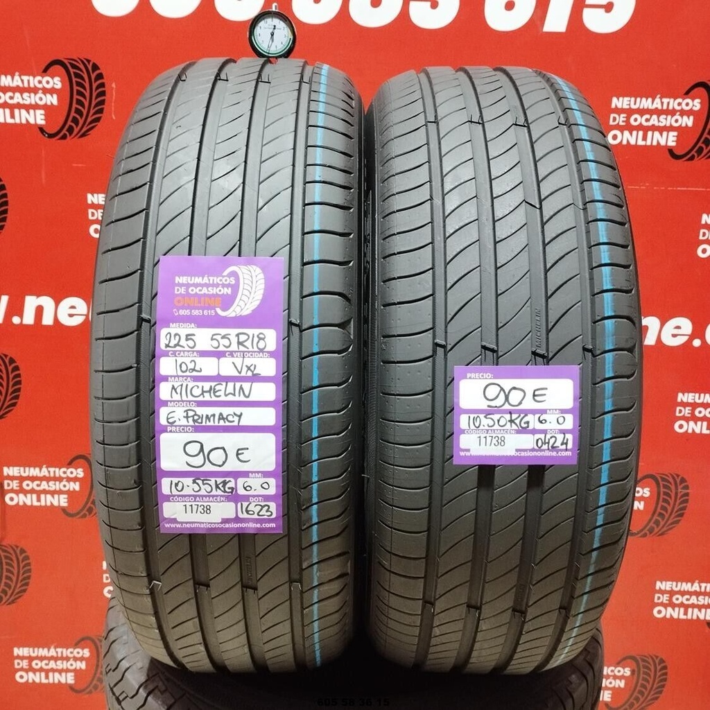 2x 225 55 R18 102VXL MICHELIN e.PRIMACY 6.0/6.0mm REF:11738