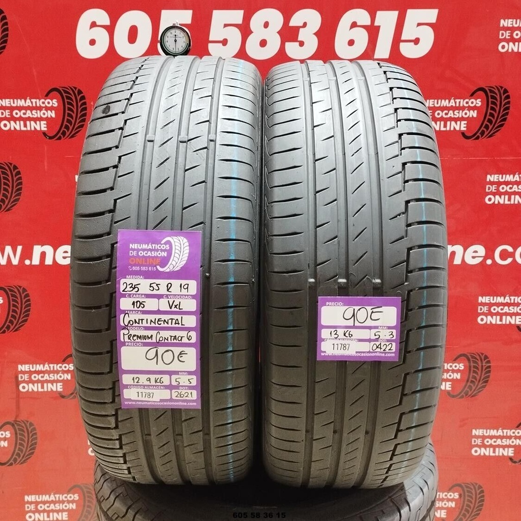 2x 235 55 R19 105VXL CONTINENTAL PREMIUM CONTACT6 5.5/5.3mm REF:11787