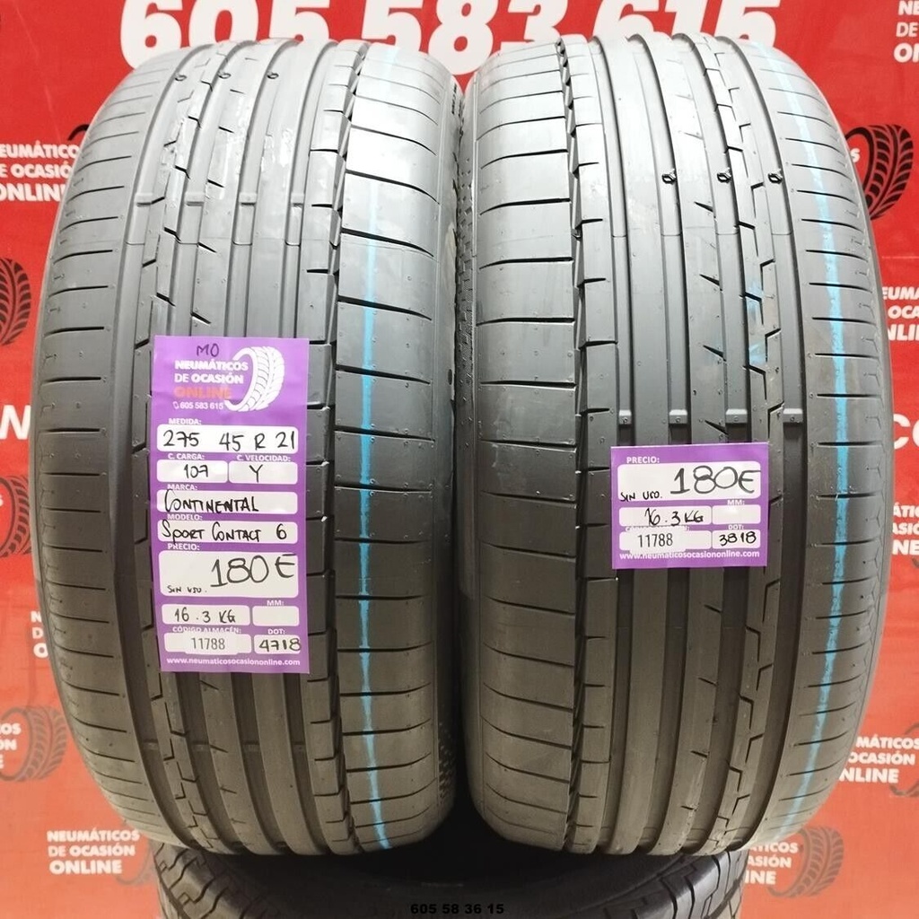 2x 275 45 R21 107Y CONTINENTAL SPORT CONTACT6 MO DOT: 4718 (SIN USO) Ref.11788