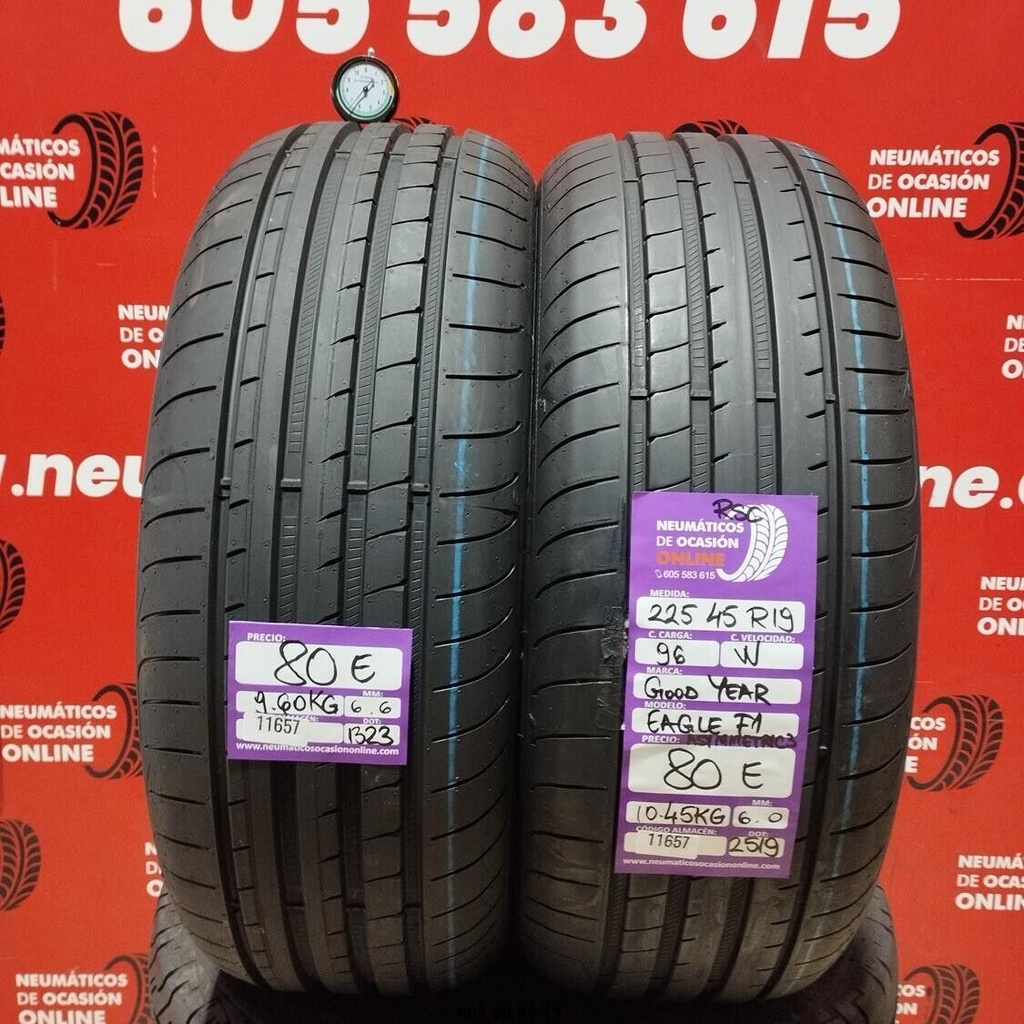 2x 225 45 R19 96W GOODYEAR EAGLE F1 ASYMMETRIC RSC 6.6/6.0mm REF:11657