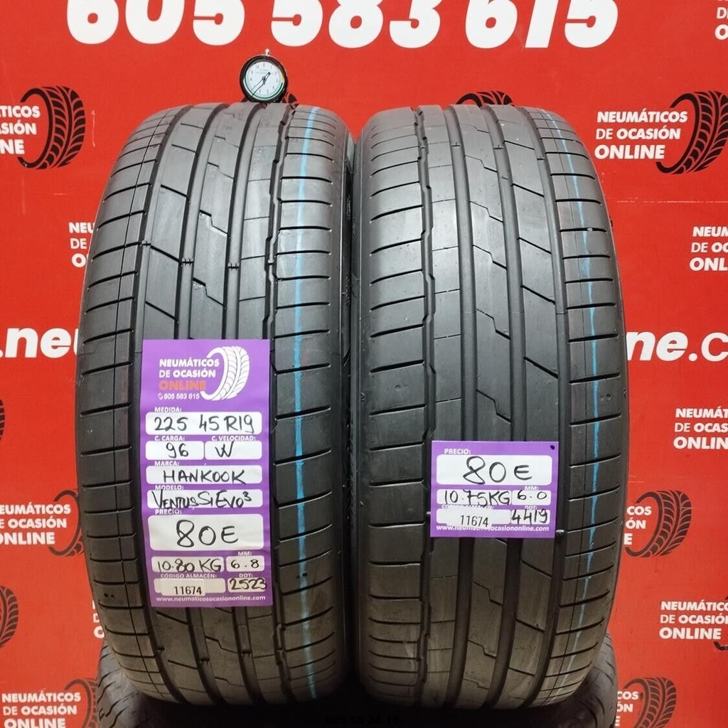 2x 225 45 R19 96W HANKOOK VENTUS S1 EVO3 6.8/6.0mm REF:11674