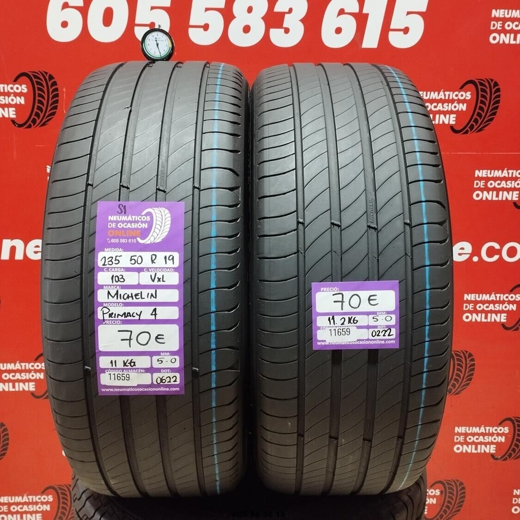 2x 235 50 R19 103VXL MICHELIN PRIMACY4 S1 5.0/5.0mm REF:11659