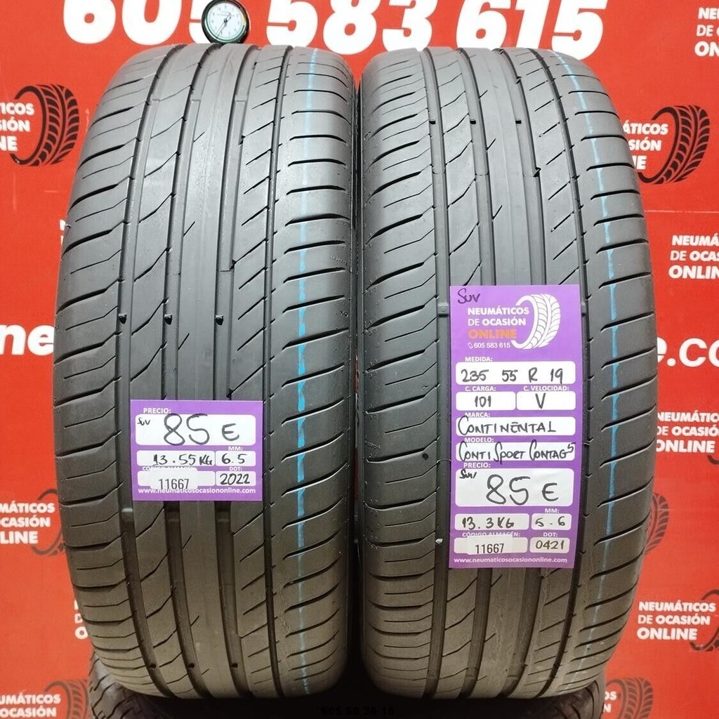 2x 235 55 R19 101V CONTINENTAL CONTISPORT SUV 6.5/5.6mm REF:11667