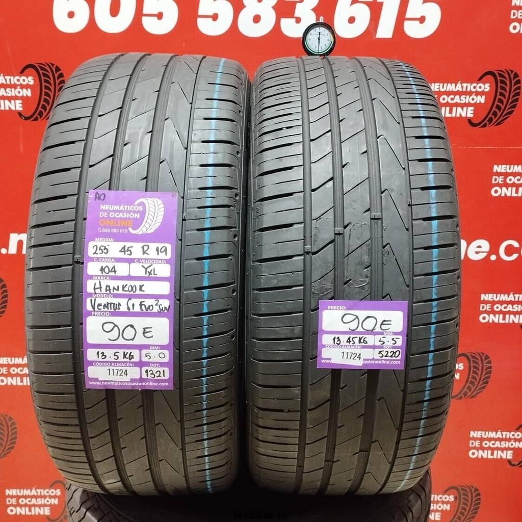 2x 255 45 R19 104YXL HANKOOK VENTUS S1 EVO2 SUV AO 5.0/5.5mm REF:11724