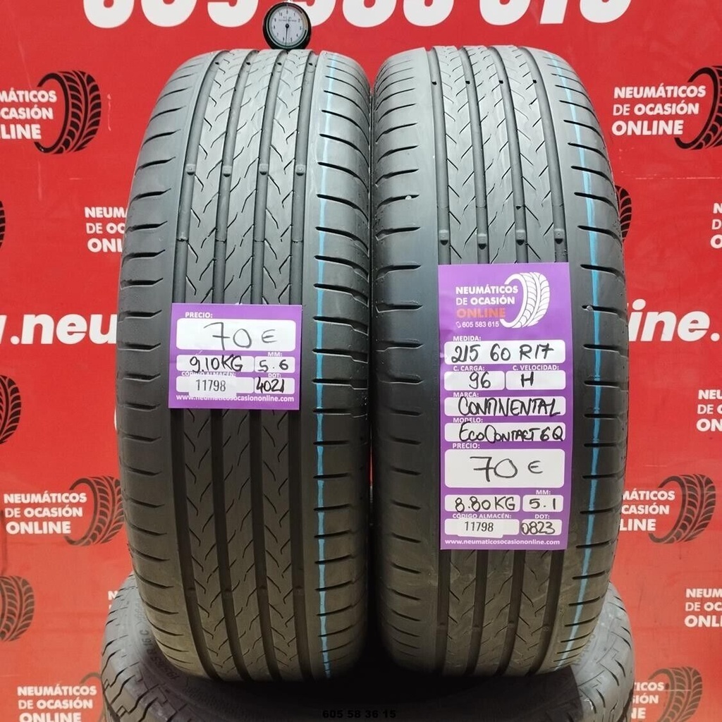 2x 215 60 R17 96H CONTINENTAL ECOCONTACT 6Q 5.6/5.1mm REF:11798