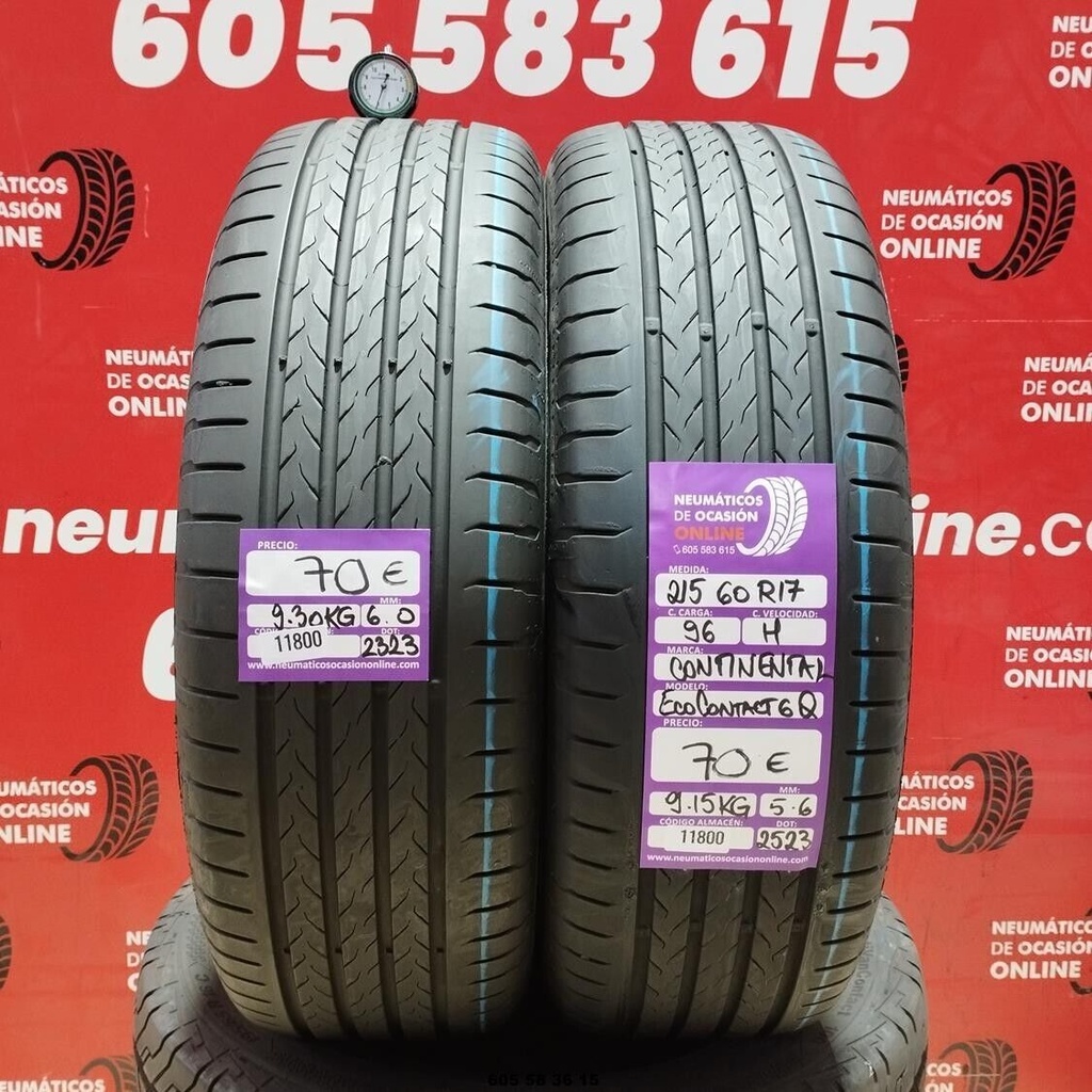 2x 215 60 R17 96H CONTINENTAL ECOCONTACT 6Q 6.0/5.6mm REF:11800