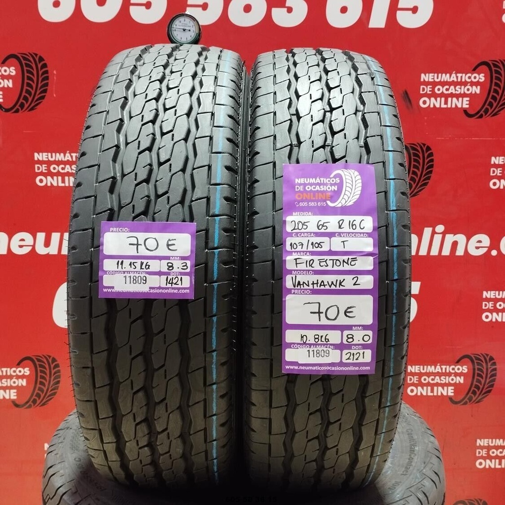 2x 205 65 R16C 107/105T FIRESTONE VANHAWK2 8.3/8.0mm REF:11809