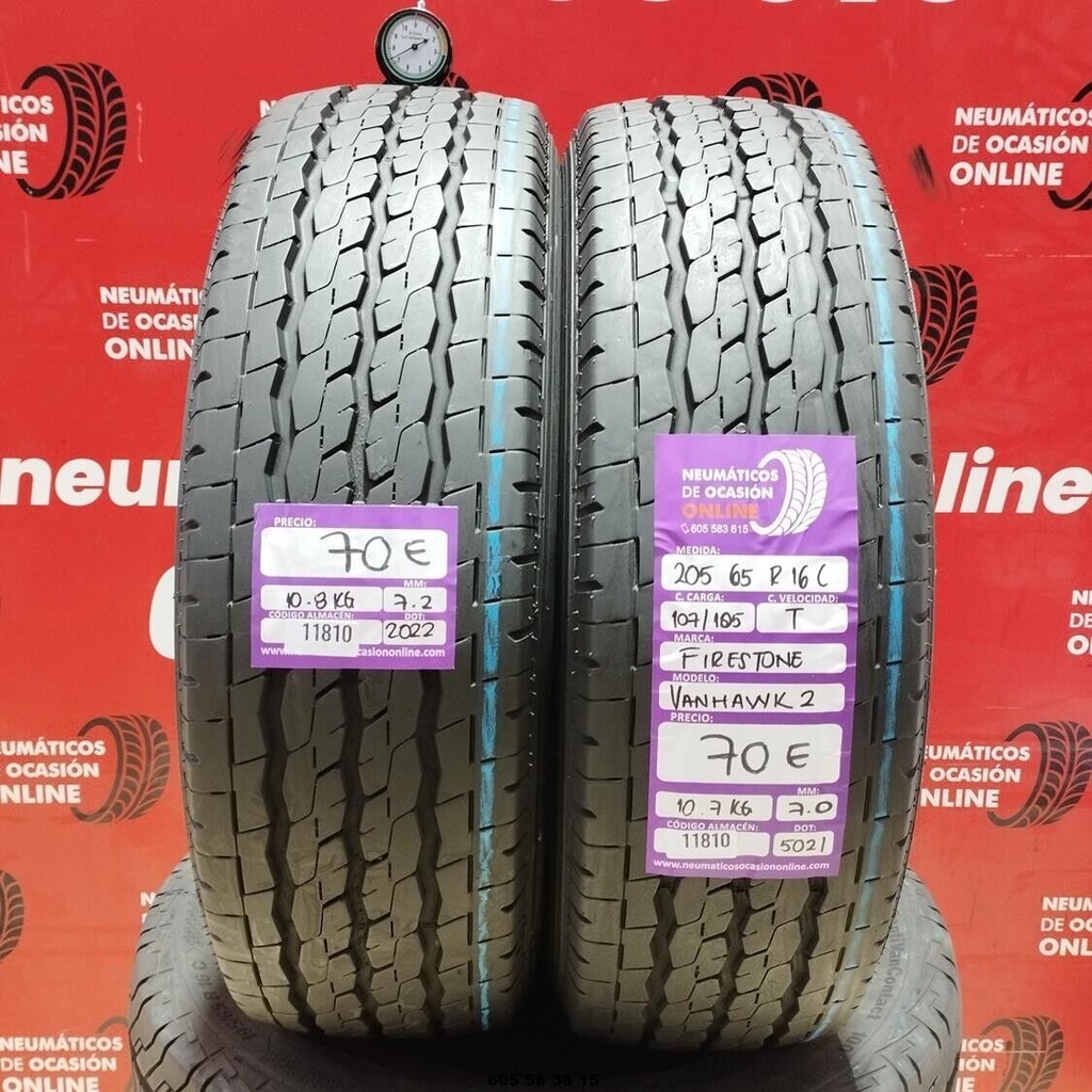 2x 205 65 R16C 107/105T FIRESTONE VANHAWK2 7.2/7.0mm REF:11810