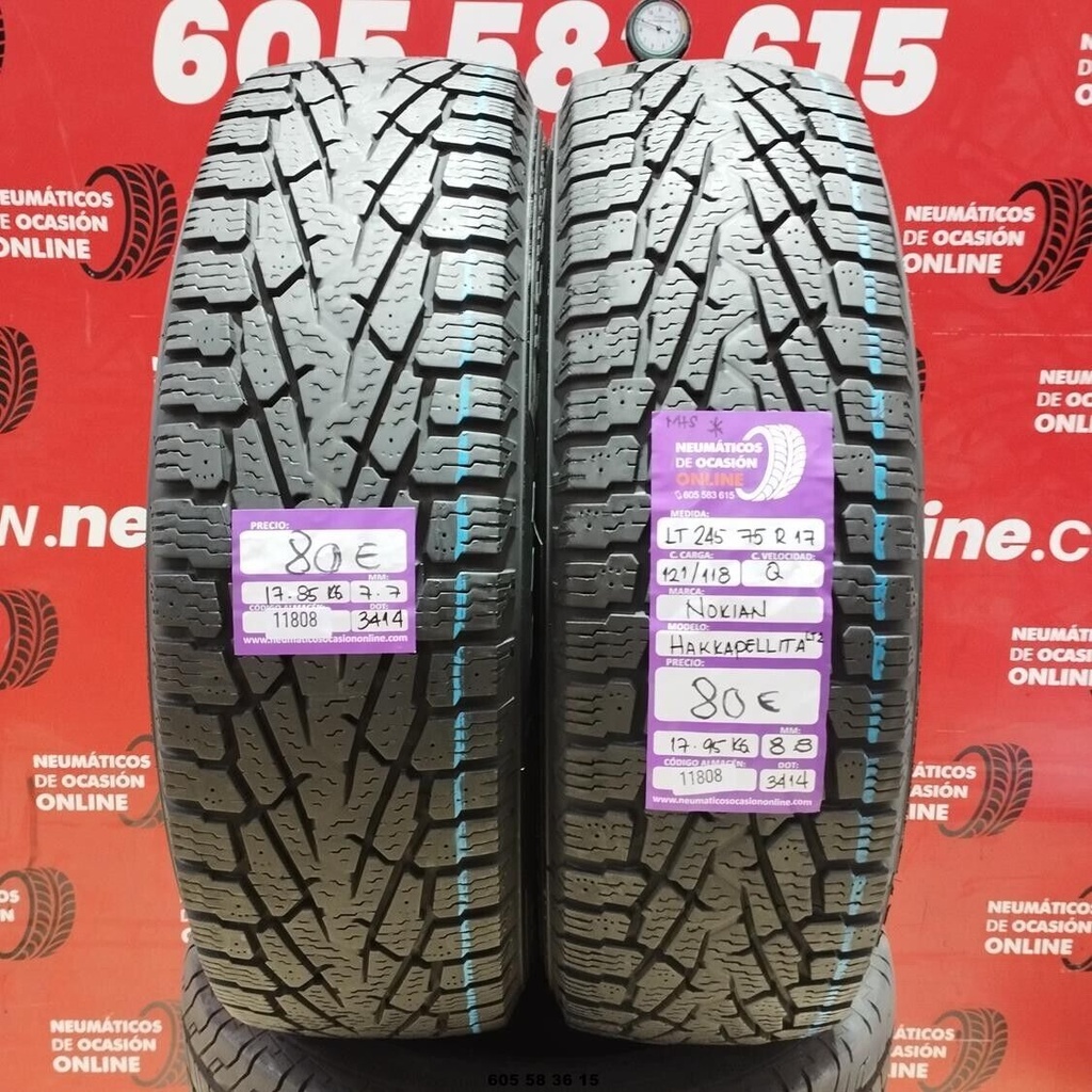 2x 245 75 R17 121/118Q NOKIAN HAKKAPELLITA M+S* 7.7/8.8mm REF:11808