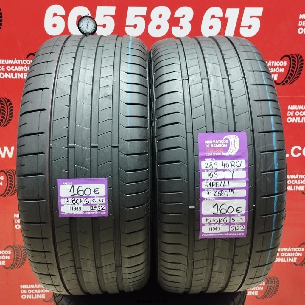 2x 285 40 R21 109Y PIRELLI PZERO TM 6.0/5.7mm REF:11949