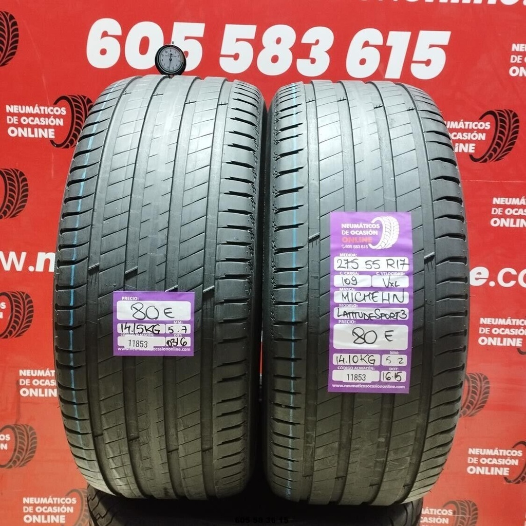 2x 275 55 R17 109VXL MICHELIN LATITUDE SPORT3 5.7/5.2mm REF:11853