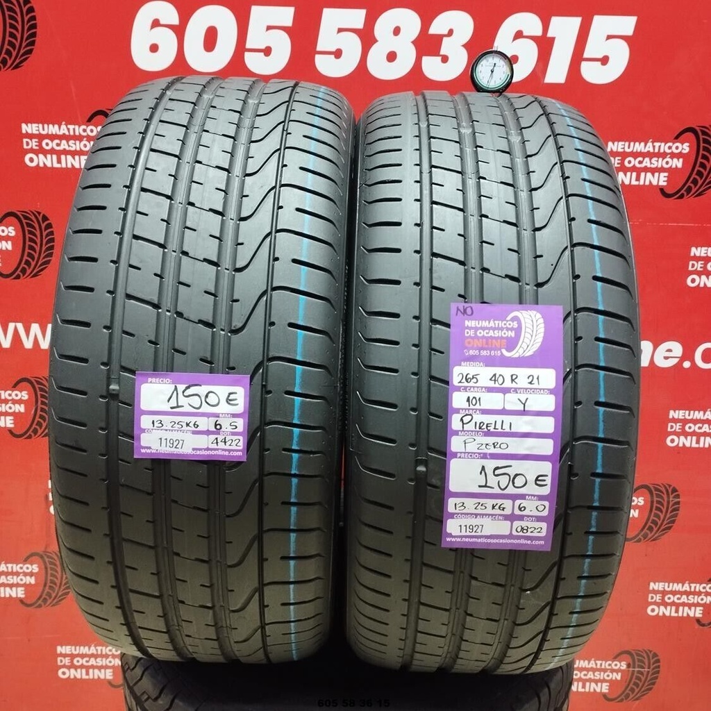 2x 265 40 R21 101Y PIRELLI PZERO NO 6.5/6.0mm REF:11927