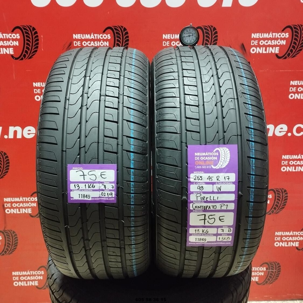 2x 255 45 R17 98W PIRELLI CINTURATO P1 7.7/7.8mm REF:11849