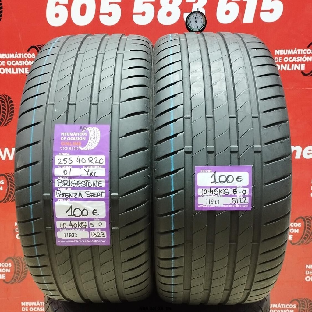 2x 255 40 R20 101YXL BRIDGESTONE POTENZA SPORT AO 5.0/5.0mm REF:11933