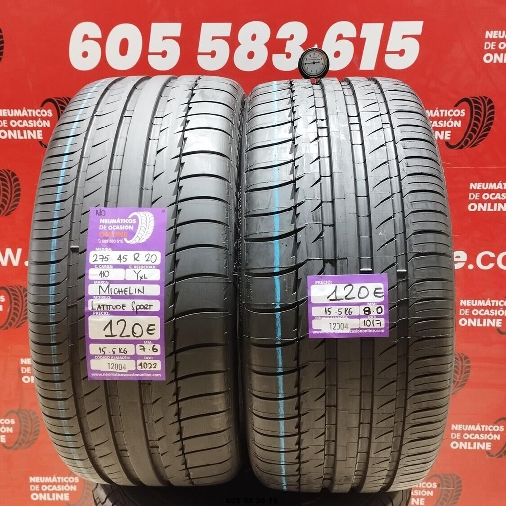 2x 275 45 R20 110YXL MICHELIN LATITUDE SPORT NO 7.6/8.0mm REF:12004