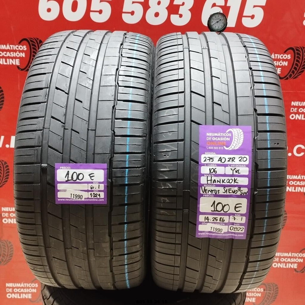 2x 275 40 Z R20 106YXL HANKOOK VENTUS S1 EVO3 SUV 6.1/7.1mm REF:11990