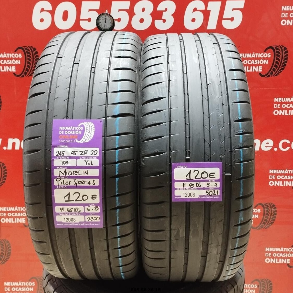 2x 245 45 Z R20 103YXL MICHELIN PILOT SPORT 4S 5.8/5.7mm REF:12008