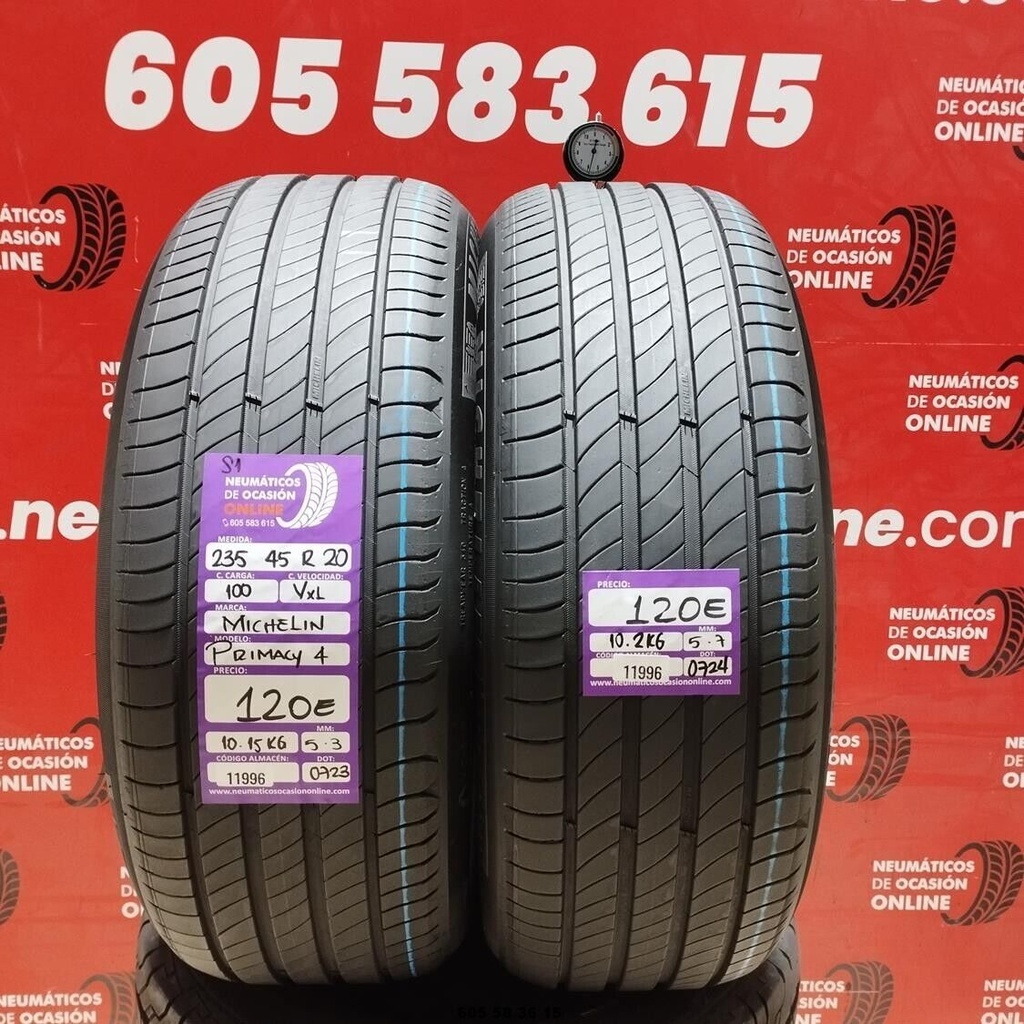 2x 235 45 R20 100VXL MICHELIN PRIMACY4 S1 5.3/5.7mm REF:11996