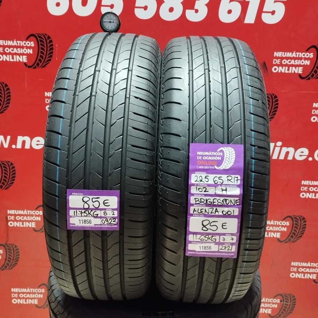 2x 225 65 R17 102H BRIDGESTONE ALENZA 001 7.7/8.2mm REF:11856